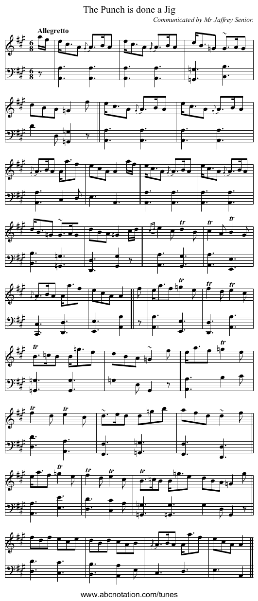 The Punch is done a Jig - staff notation