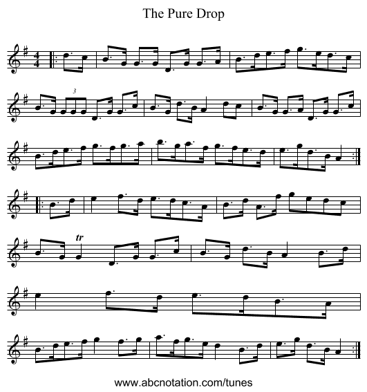 The Pure Drop - staff notation