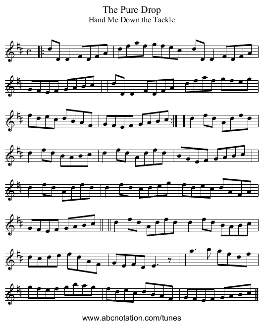 The Pure Drop - staff notation