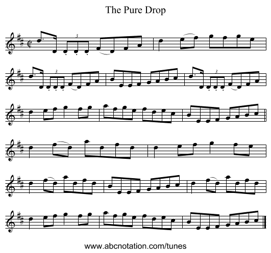 The Pure Drop - staff notation