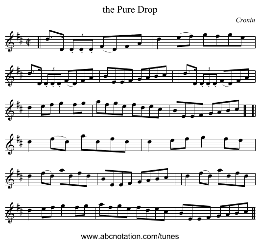 the Pure Drop - staff notation