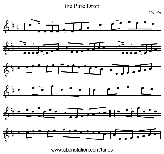 the Pure Drop - staff notation