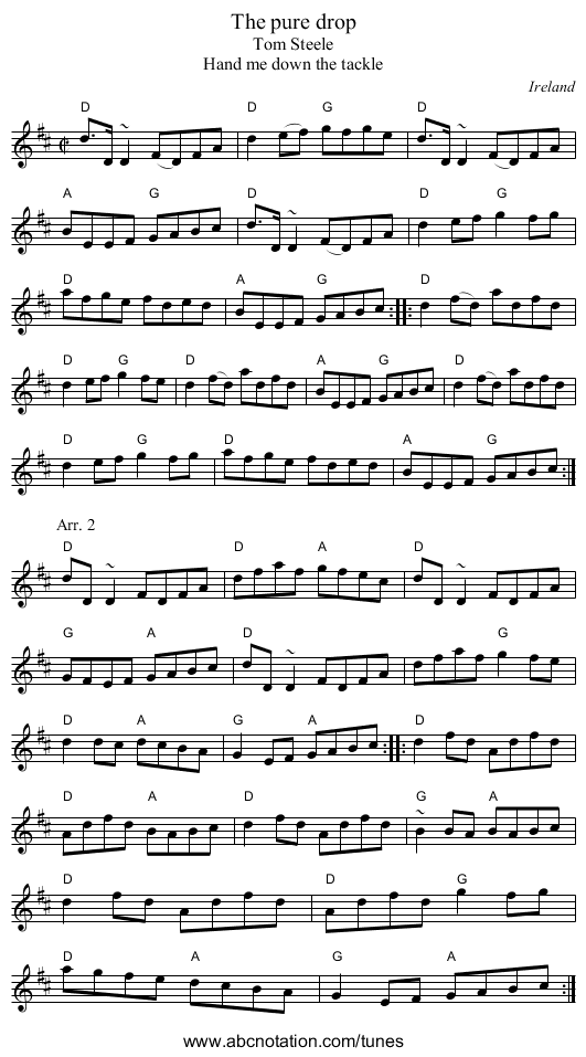 The pure drop - staff notation