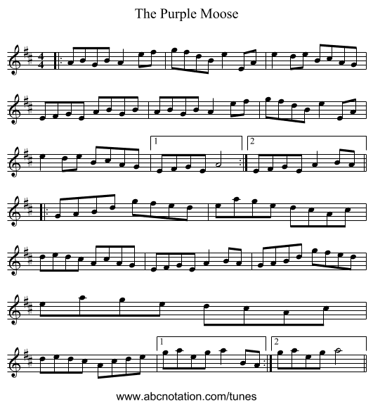 The Purple Moose - staff notation