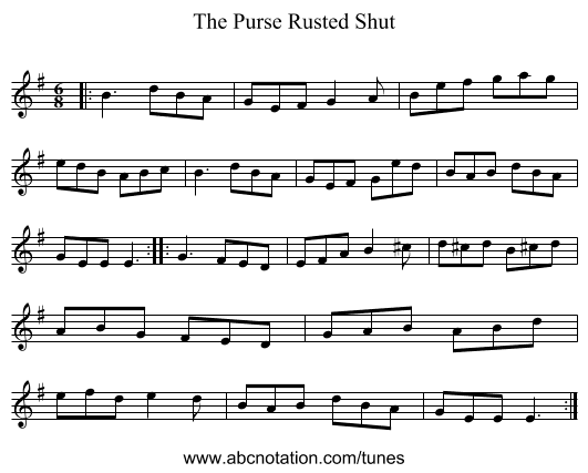 The Purse Rusted Shut - staff notation