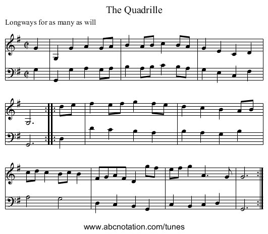 The Quadrille - staff notation