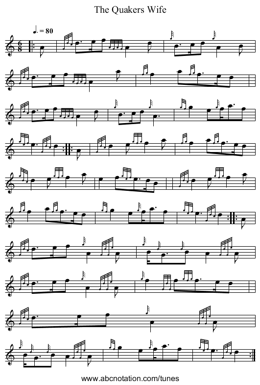 The Quakers Wife - staff notation