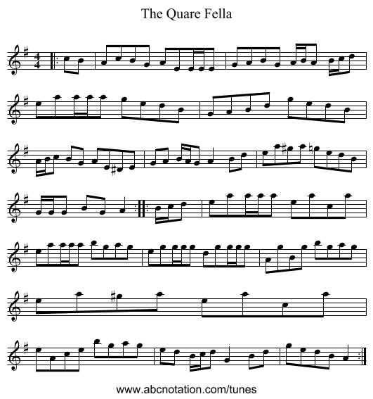 The Quare Fella - staff notation