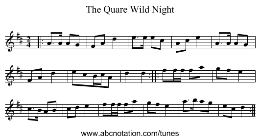 The Quare Wild Night - staff notation