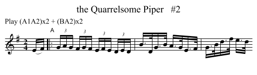 the Quarrelsome Piper   #2 - staff notation