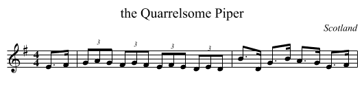 the Quarrelsome Piper - staff notation