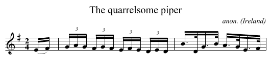 The quarrelsome piper - staff notation