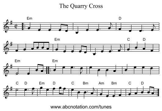 The Quarry Cross - staff notation