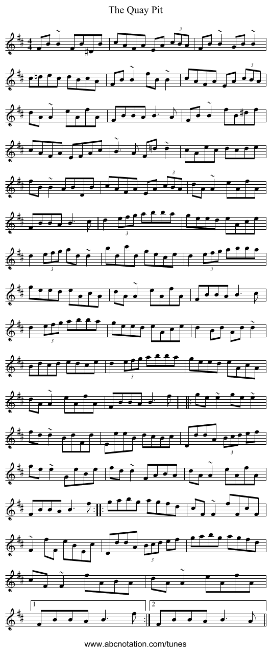 The Quay Pit - staff notation