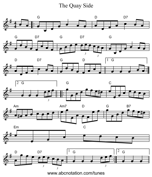 The Quay Side - staff notation