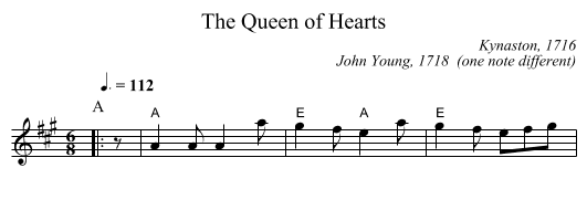 The Queen of Hearts - staff notation
