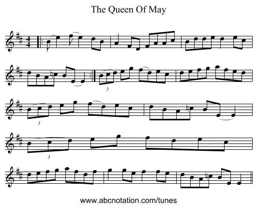 The Queen Of May - staff notation