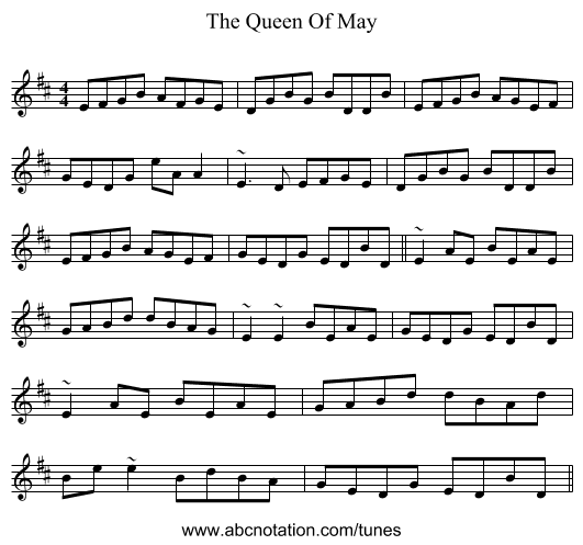 The Queen Of May - staff notation