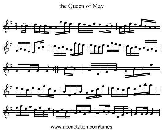 the Queen of May - staff notation