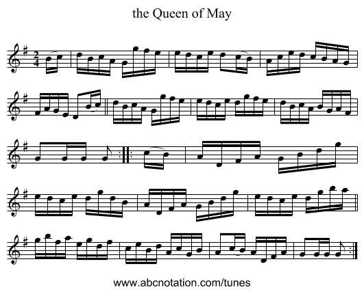 the Queen of May - staff notation