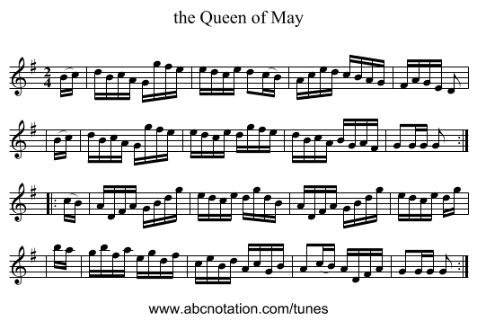 the Queen of May - staff notation