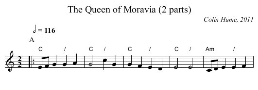 The Queen of Moravia (2 parts) - staff notation