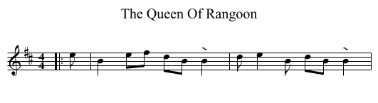 The Queen Of Rangoon - staff notation