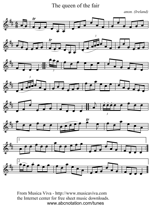 The queen of the fair - staff notation