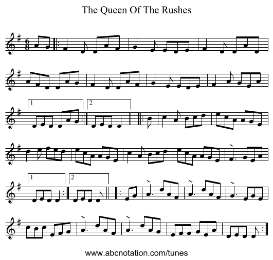 The Queen Of The Rushes - staff notation