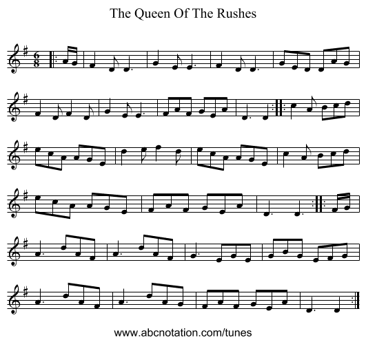 The Queen Of The Rushes - staff notation