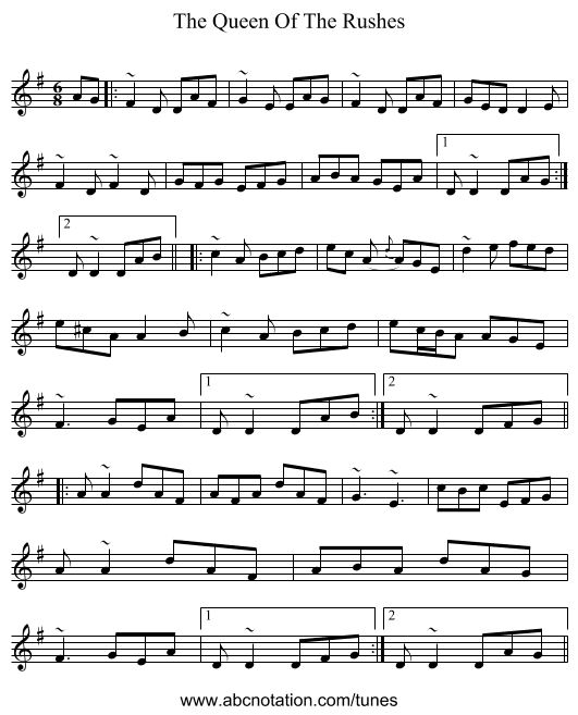 The Queen Of The Rushes - staff notation