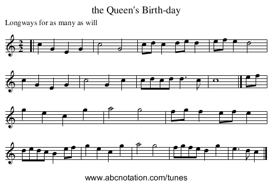 the Queen's Birth-day - staff notation