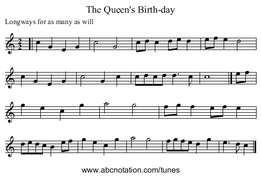 The Queen's Birth-day - staff notation