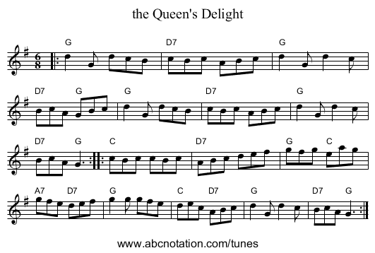 the Queen's Delight - staff notation