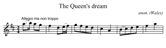 The Queen's dream - staff notation