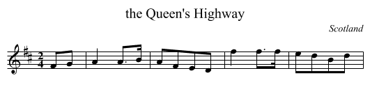 the Queen's Highway - staff notation