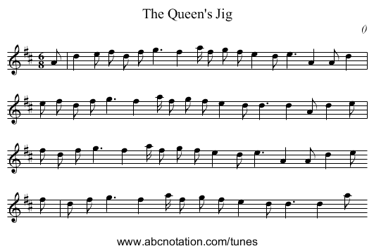 The Queen's Jig - staff notation