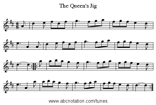 The Queen's Jig - staff notation