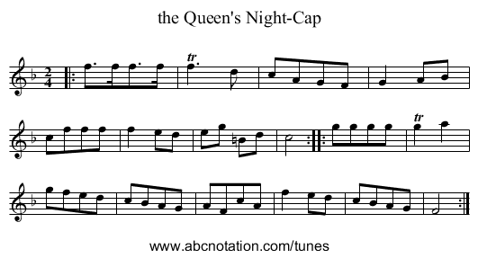 the Queen's Night-Cap - staff notation
