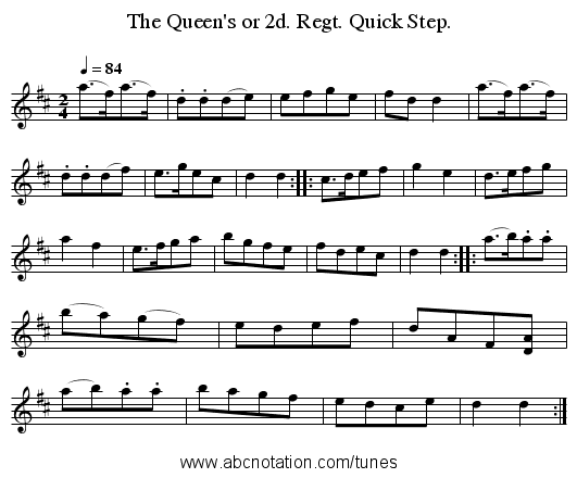 The Queen's or 2d. Regt. Quick Step. - staff notation