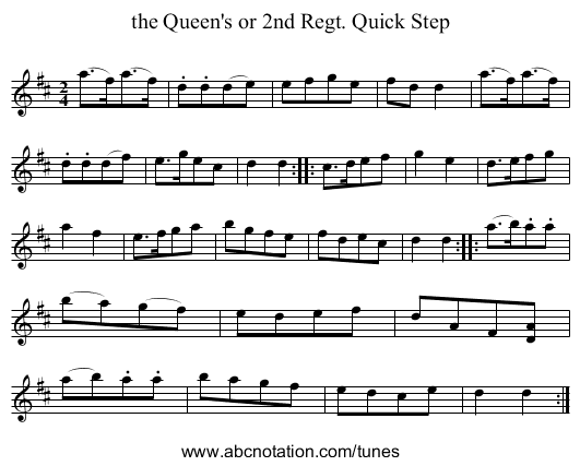 the Queen's or 2nd Regt. Quick Step - staff notation