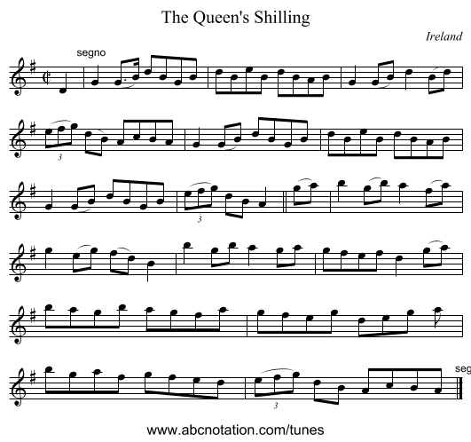 The Queen's Shilling - staff notation
