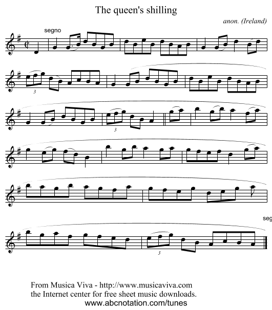 The queen's shilling - staff notation