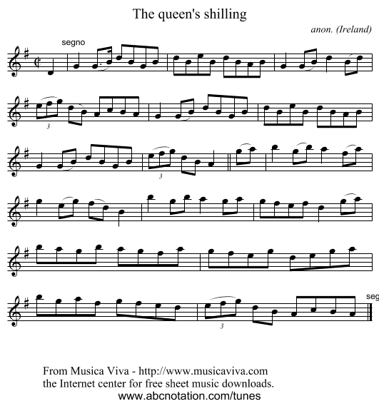 The queen's shilling - staff notation