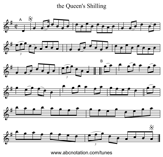 the Queen's Shilling - staff notation