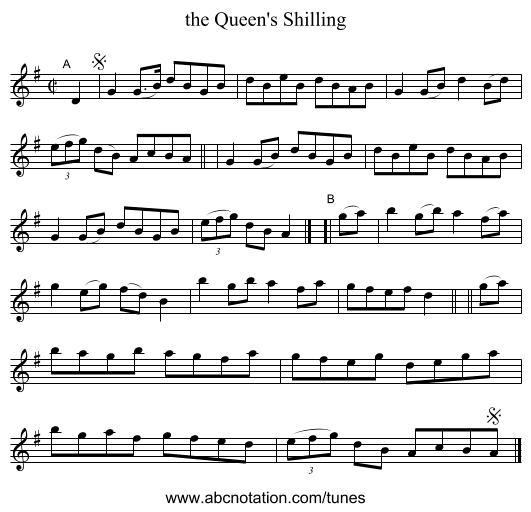 the Queen's Shilling - staff notation