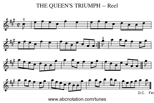 THE QUEEN'S TRIUMPH -- Reel - staff notation