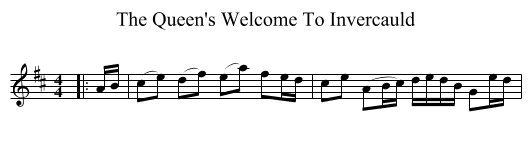The Queen's Welcome To Invercauld - staff notation