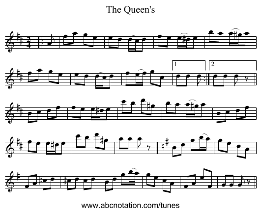 The Queen's - staff notation