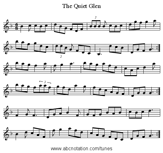 The Quiet Glen - staff notation